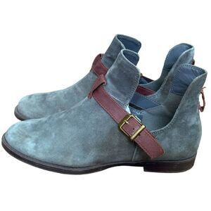 Bella Vita Green Suede Leather Cutout Ankle Boots Size 8.5 M